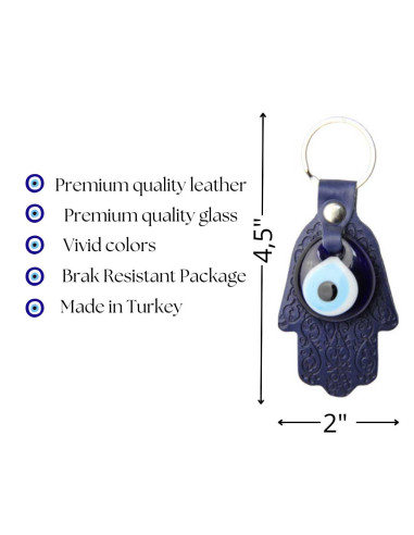 Porte-clés en cuir bleu