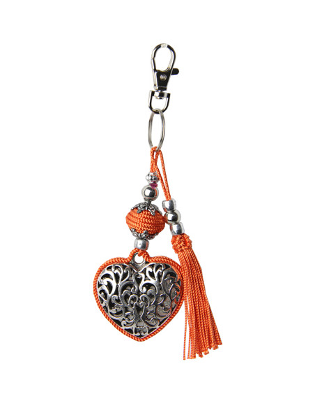 Orange heart-shaped keychain
