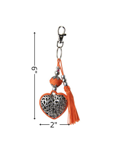 Orange heart-shaped keychain