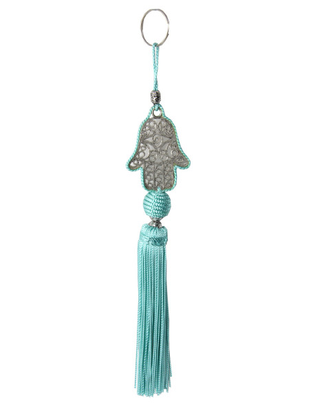 Porte-clés khamsa bleu turquoise