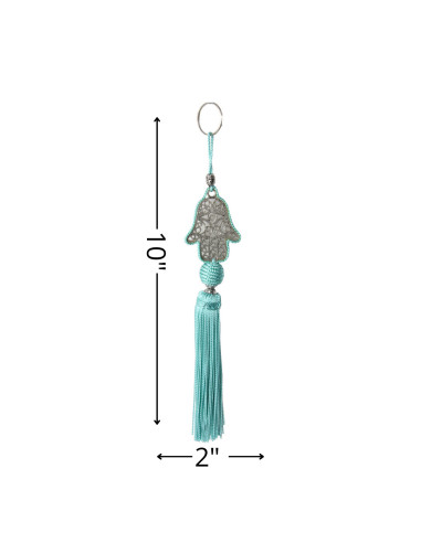 Turquoise blue khamsa keychain
