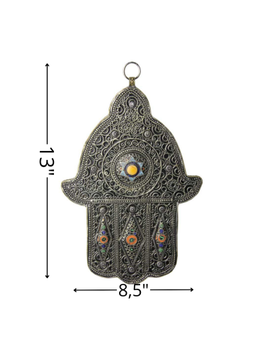 Large chiselled silver metal Hand of Fatima...