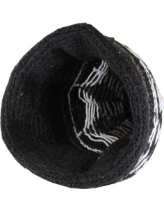 Black wool Berber beanie with white patterns 2