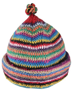 Multicoloured striped wool Berber beanie