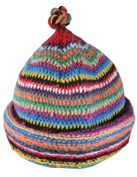 Multicoloured striped wool Berber beanie