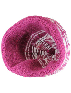 Tuque berbère en laine fuchsia à motifs blancs 2