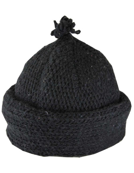 Plain black wool Berber beanie