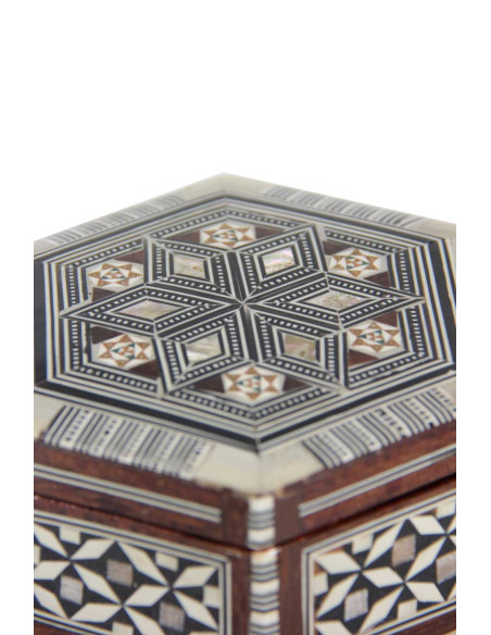 Hexagonal mother-of-pearl inlaid box