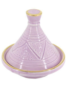Mini tajine en céramique gravée à liseré doré, lilas