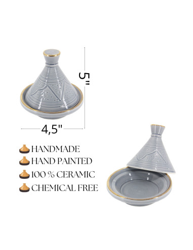 Mini tajine en céramique gravée à liseré doré,...