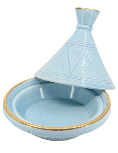 Mini tajine en céramique gravée à liseré doré,...