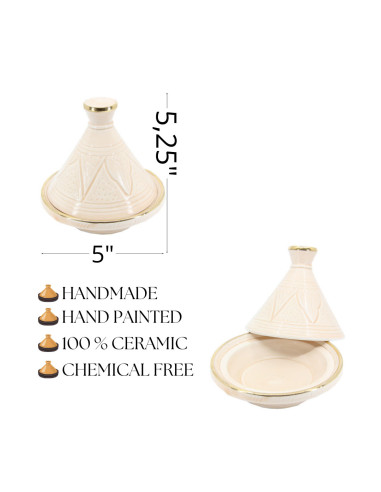 Mini tajine en céramique gravée à liseré doré,...
