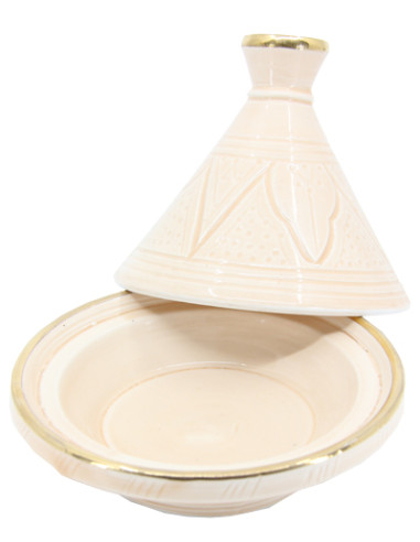 Mini tajine en céramique gravée à liseré doré,...