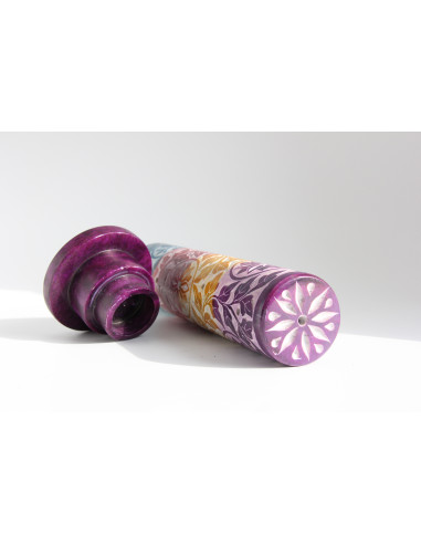 Round colourful incense tower with engraved...