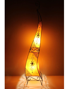 Lampe marocaine en cuir T2 peinte au henné, motif 1 2
