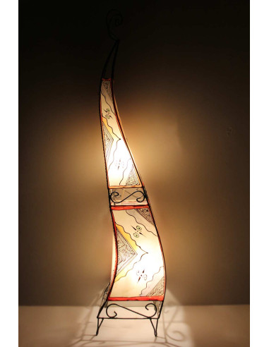 Lampe torsadée marocaine en cuir peint au...