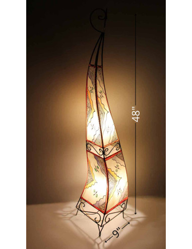 Moroccan twisted henna-painted leather lamp,...