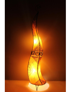 Lampe torsadée marocaine en cuir peint au henné, orange,...