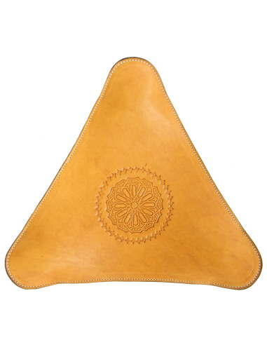 Mini Folding Leather Stool, Yellow