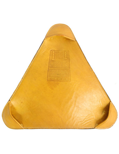 Mini Folding Leather Stool, Yellow