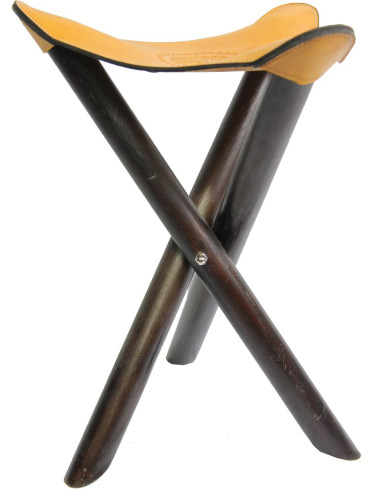 Mini Folding Leather Stool, Yellow