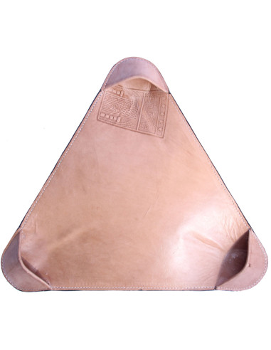 Mini tabouret pliant en cuir naturel