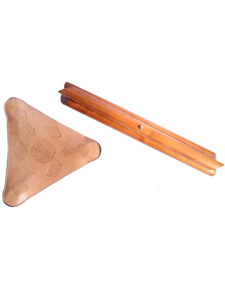 Mini tabouret pliant en cuir naturel