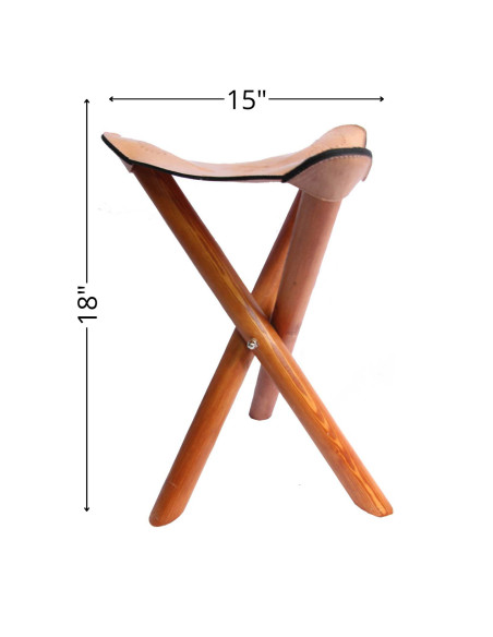 Mini tabouret pliant en cuir naturel