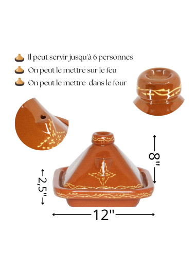 Square Moroccan Clay Tagine 30 cm (12 in) –...