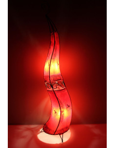 Lampe torsadée marocaine en cuir peint au henné, rouge,...