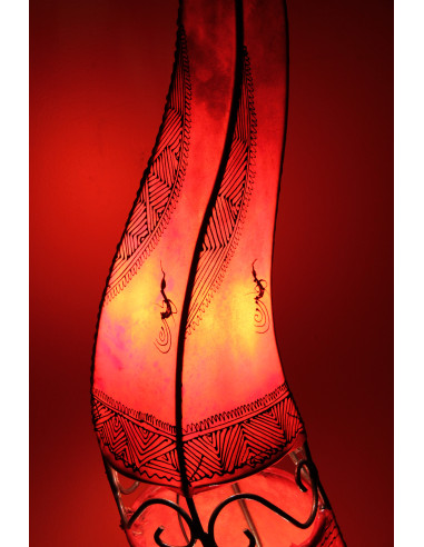 Moroccan twisted henna-painted leather lamp,...