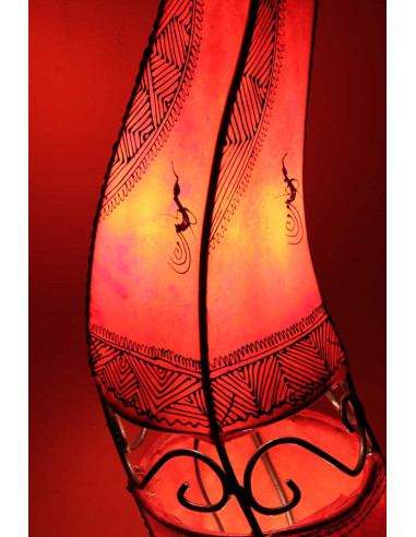 Moroccan twisted henna-painted leather lamp,...
