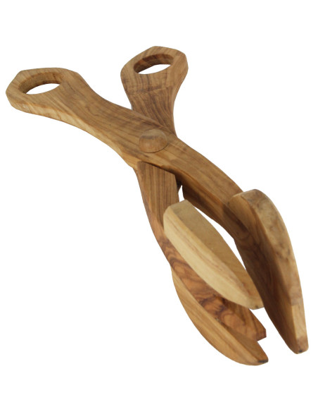 Pince à salade croisée en bois d'olivier