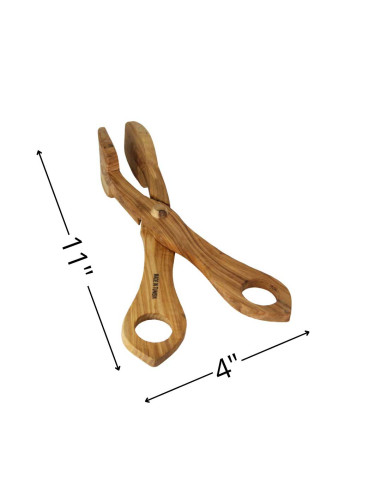 Pince à salade croisée en bois d'olivier