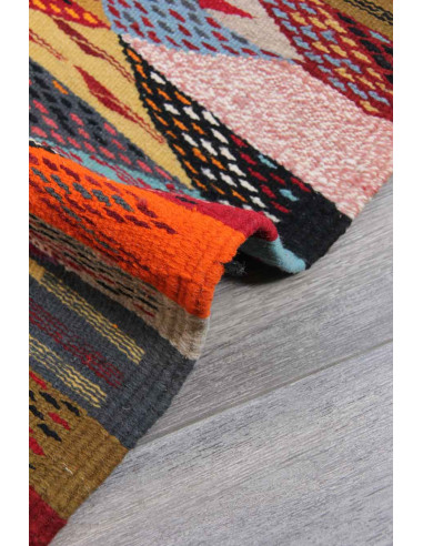 Tapis en laine à triangles multicolores, 28 x...