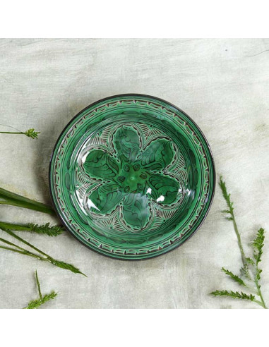 Assiette marocaine vert foncé