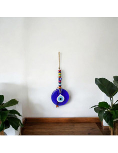 Œil bleu à suspendre avec perles multicolores 2