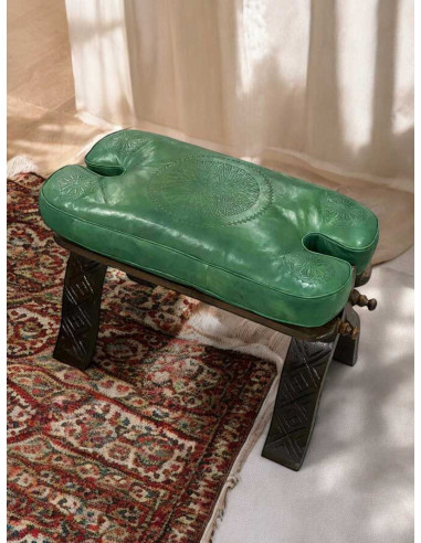 Chaise pliante selle de chameau en cèdre, cuir...