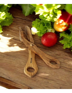 Olive Wood Scissor Salad Tongs