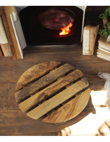 Round Olive Wood Trivet