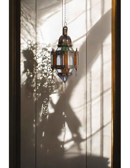 Suspension marocaine artisanale multicolore, 25 po