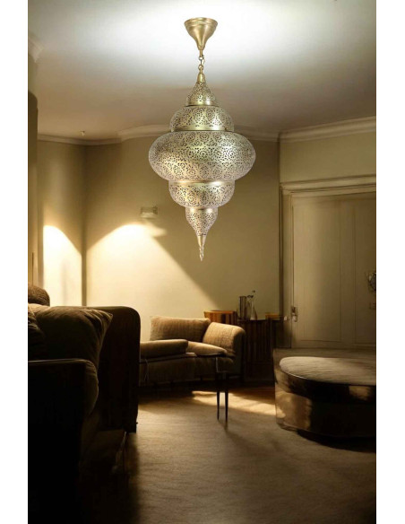 Lustre marocain en cuivre doré Halazouna, 32 po