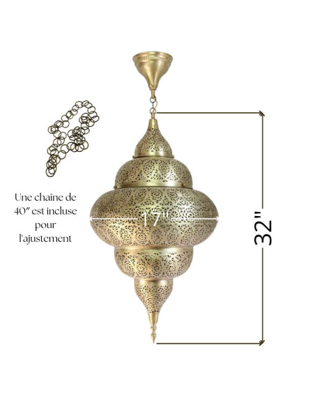 Lustre marocain en cuivre doré Halazouna, 32 po