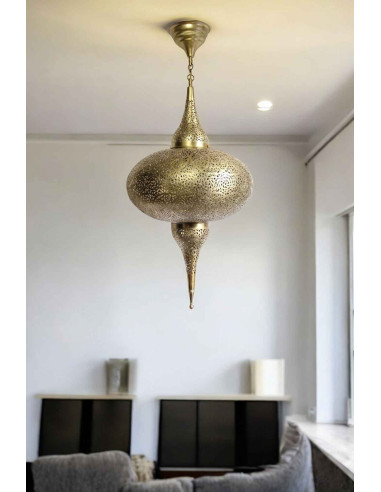 Lustre marocain en cuivre doré Diamant,...