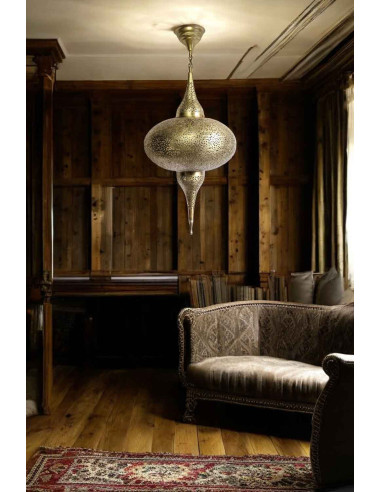 Moroccan Gold Copper Chandelier Diamond, New,...