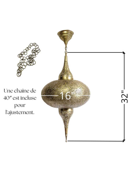 Moroccan Gold Copper Chandelier Diamond, New, 32 in