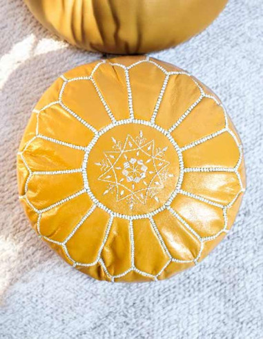 Yellow Moroccan ottomans