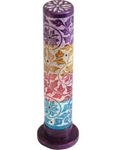 Round colourful incense tower with engraved flowers