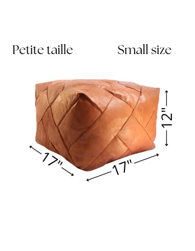 Square Moroccan leather pouf