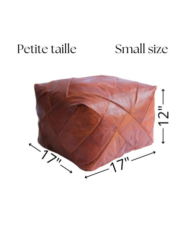 Square Moroccan leather pouf